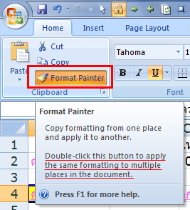 เทคนิค Excel lock format painter