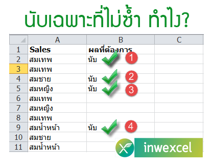 สารพัดวิธีนับข้อมูลแบบไม่ซ้ำกันในคอลัมน์ 1