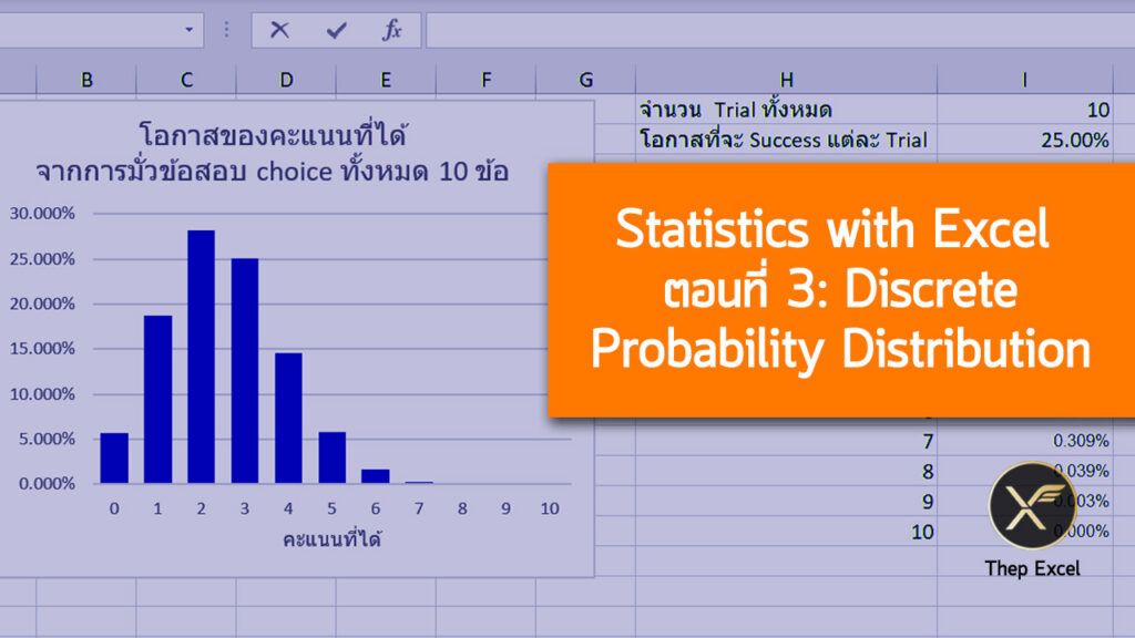 Statistics with Excel ตอนที่ 3 : Discrete Probability Distribution