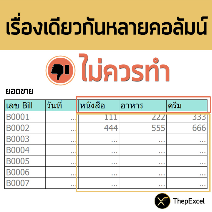 การออกแบบตารางบันทึกข้อมูลที่ดีใน Excel (ลักษณะของ Database ที่ถูกต้อง) 4