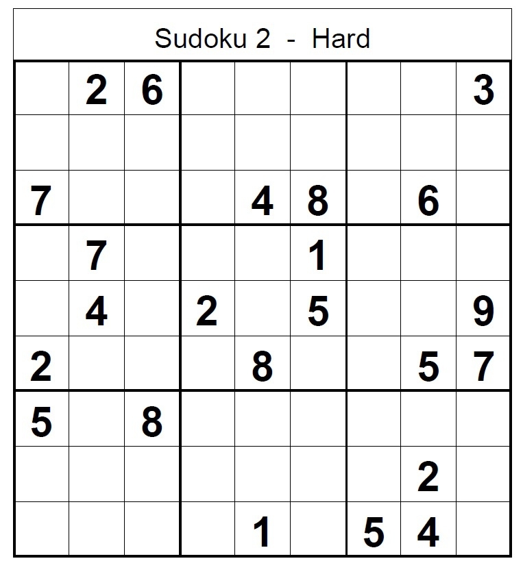 hard level sudoku printable
