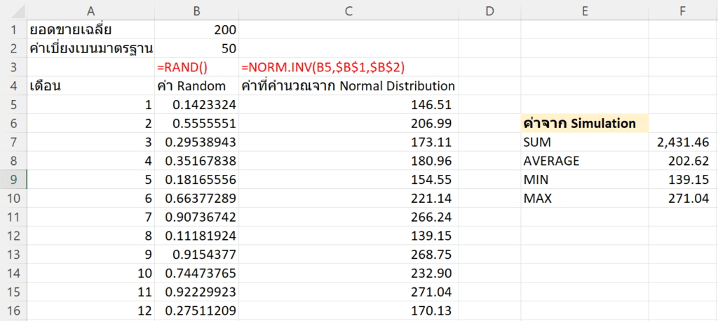 การทำ Simulation ด้วย Excel 5