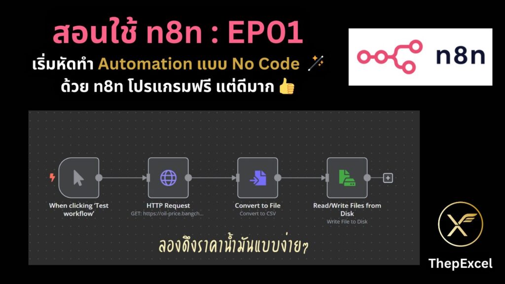 สอนใช้ n8n EP01 : เริ่มหัดทำ Automation แบบ No Code ด้วย n8n โปรแกรมฟรี แต่ดีมาก